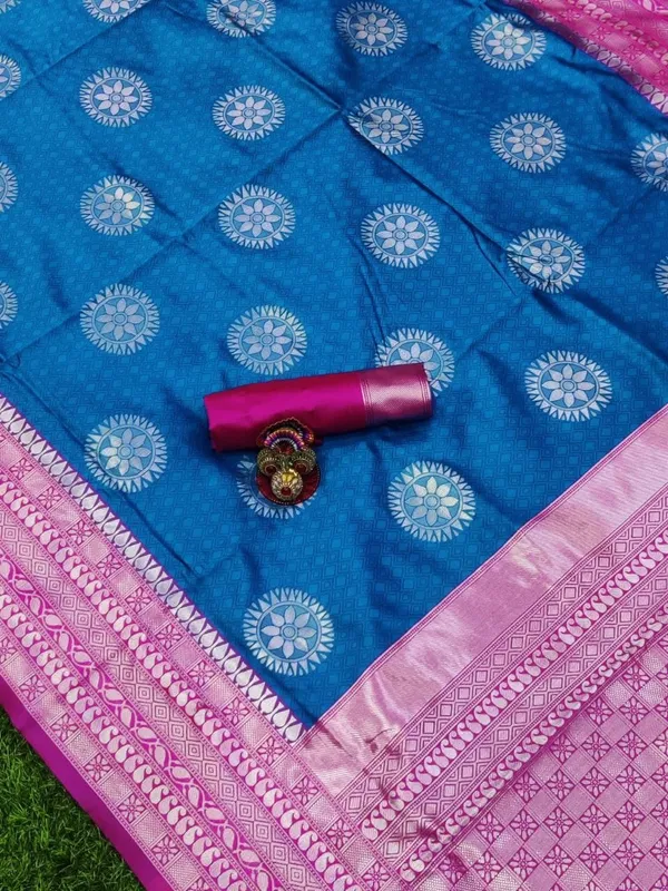 Blue_Embellished_Banarasi_Jacquard_Saree_(Blue)